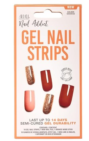 ARDELL UV Gel Nail Wraps, Gel Nail Strips Golden Goodess, 16 Pcs