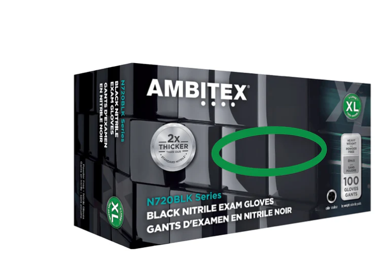 Ambitex Black Nitrile Powder Free Gloves-XL (100/Box)