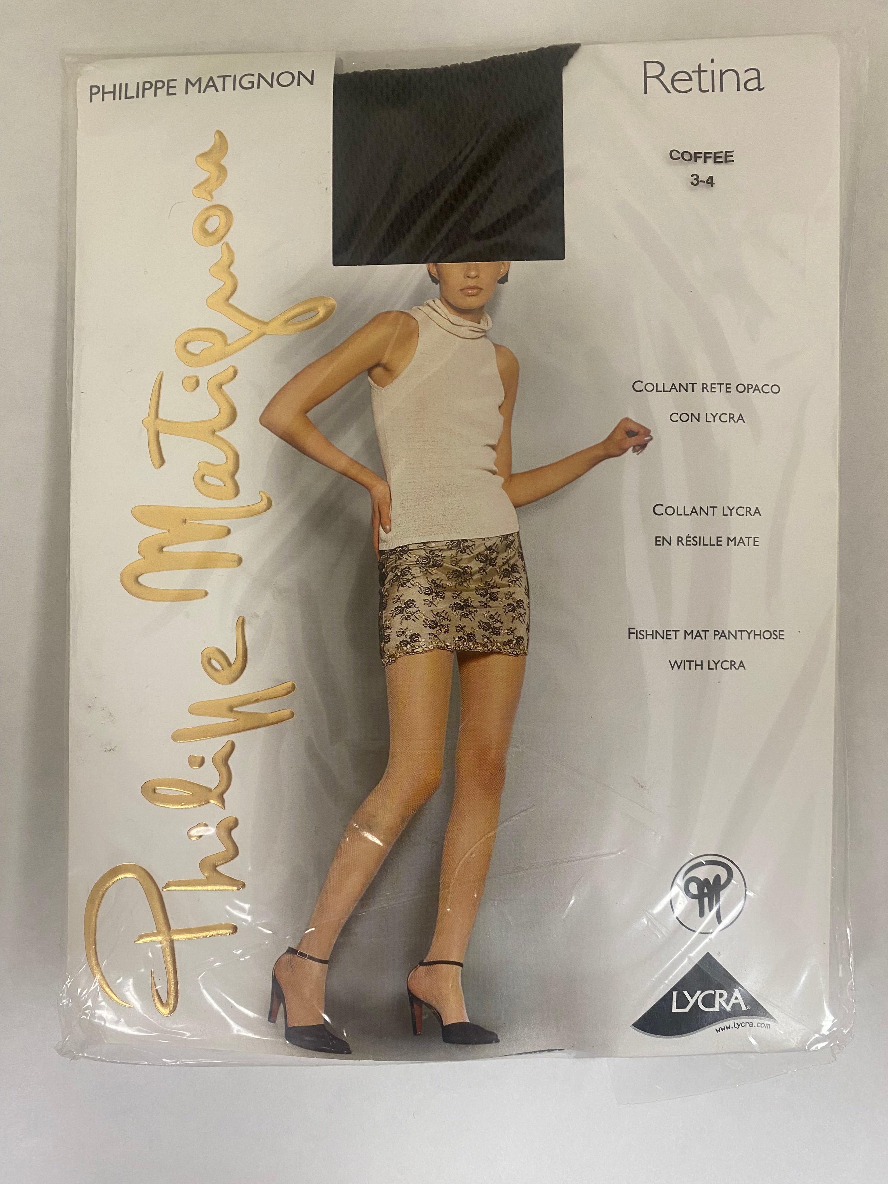Philippe Matignon Retina Fishnet Matt Pantyhose Coffee (Size 3-4)