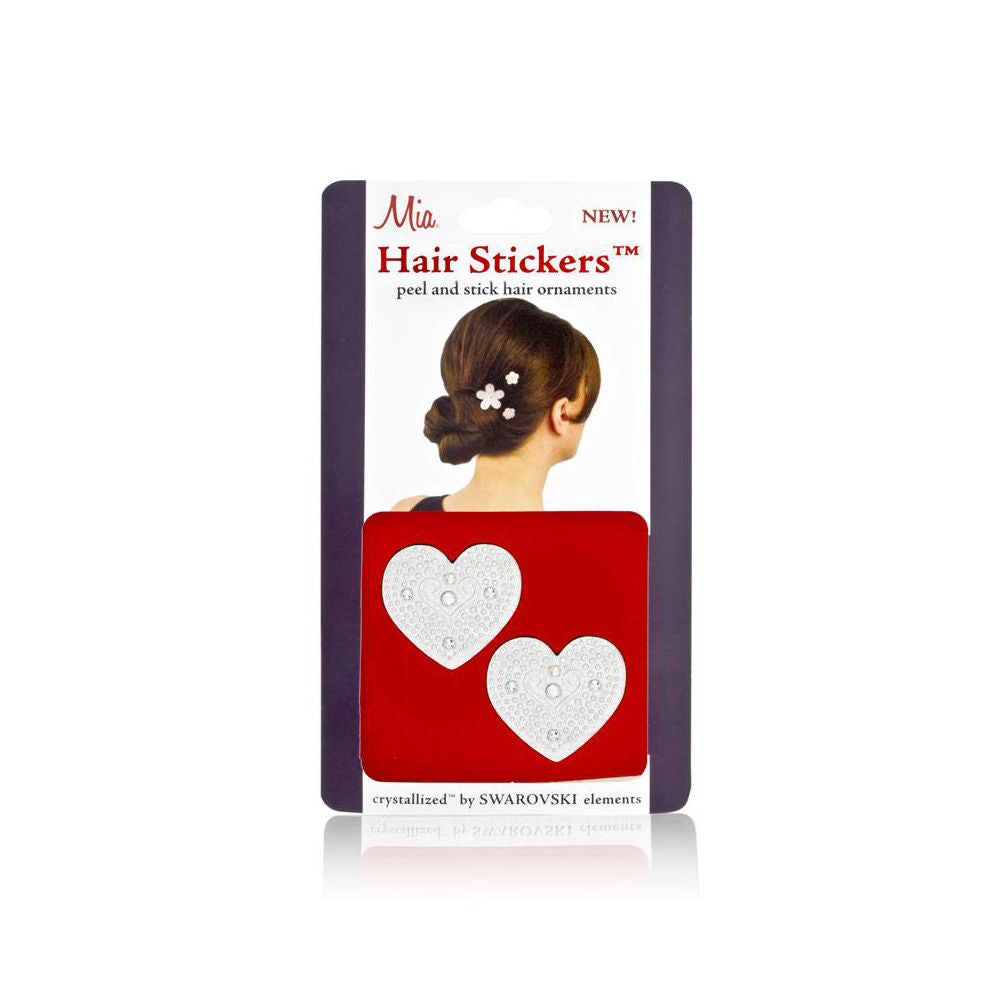 Mia Hair Stickers - Silver Hearts - Small (2 Pieces)