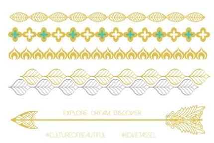 Tassel Temporary Metallic Body Art Tattoo, The Valley