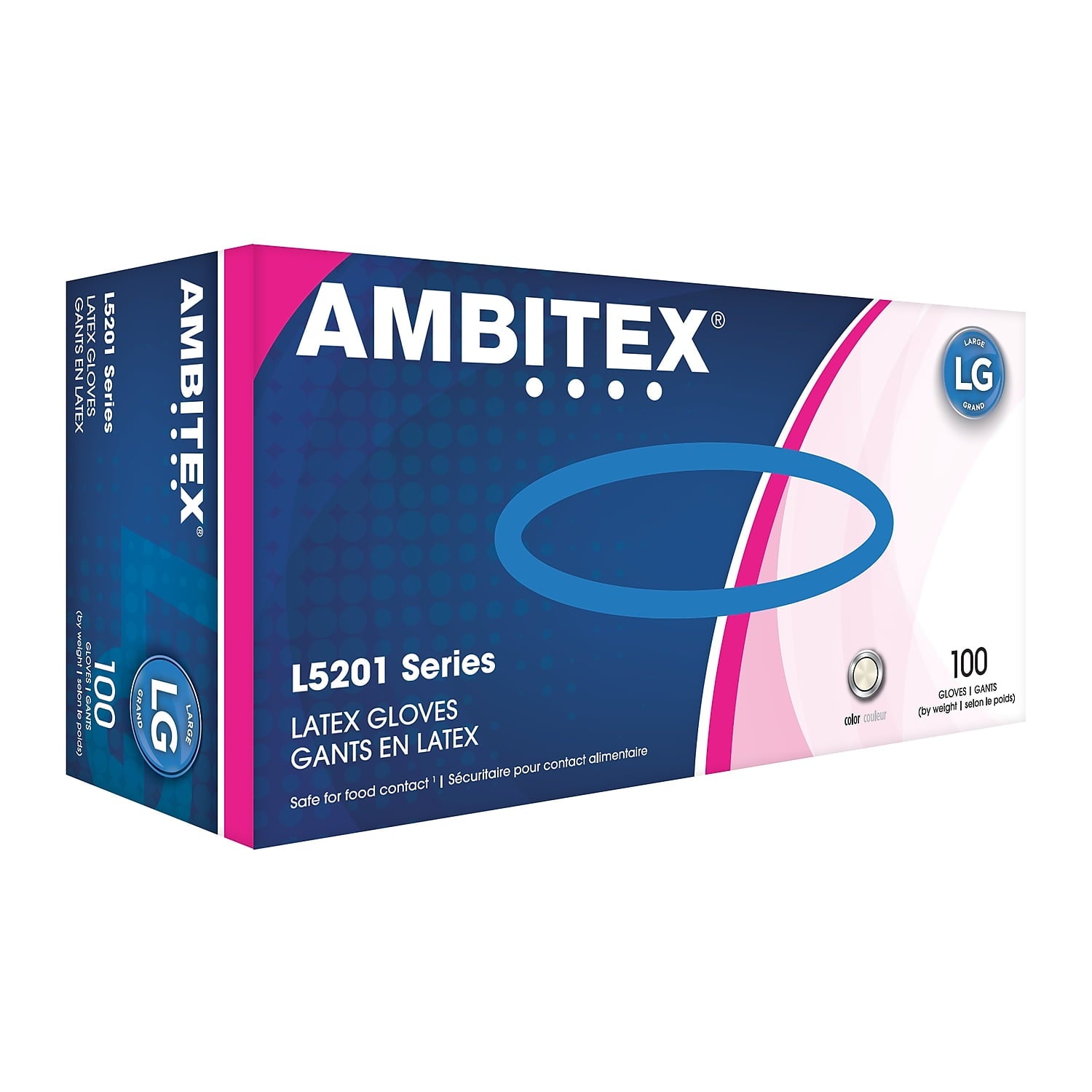 Ambitex L5201 Series Powder-Free Cream Latex Gloves Large 100/Box