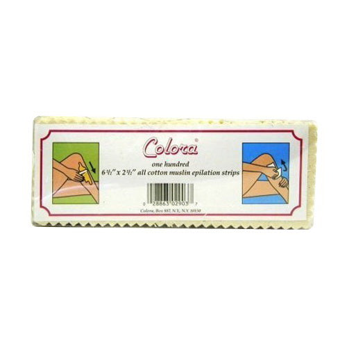 Colora 6 1/2" x 2 1/2" Cotton Muslin Epilation Strips, 100 Ea