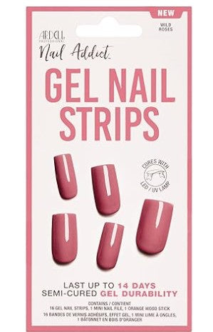 ARDELL UV Gel Nail Wraps, Gel Nail Strips Wild Roses, 16 Pcs