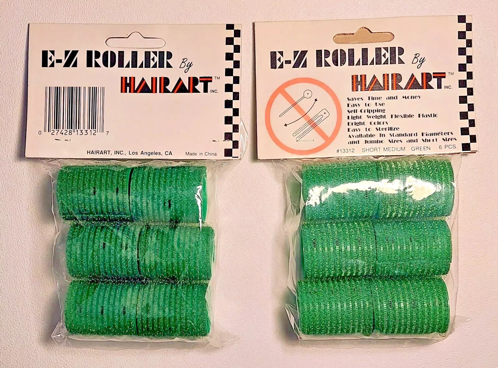 HairArt E-Z Roller Short Medium Green Hair Rollers 6pcs (2 Pack)