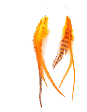 Mia Feather Earrings - Orange