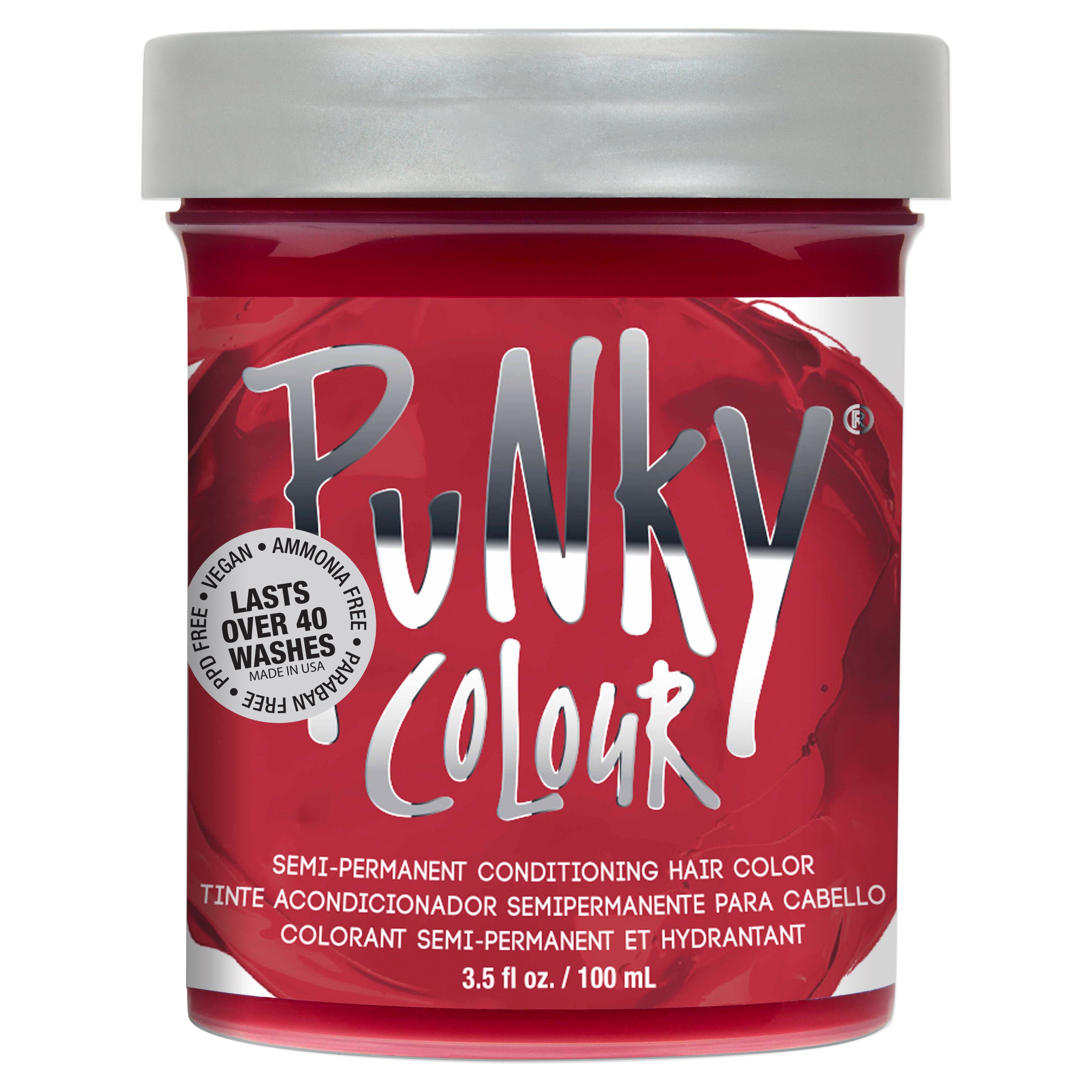 PUNKY Semi-Permanent Hair Color, Vermillion Red, 3.5oz