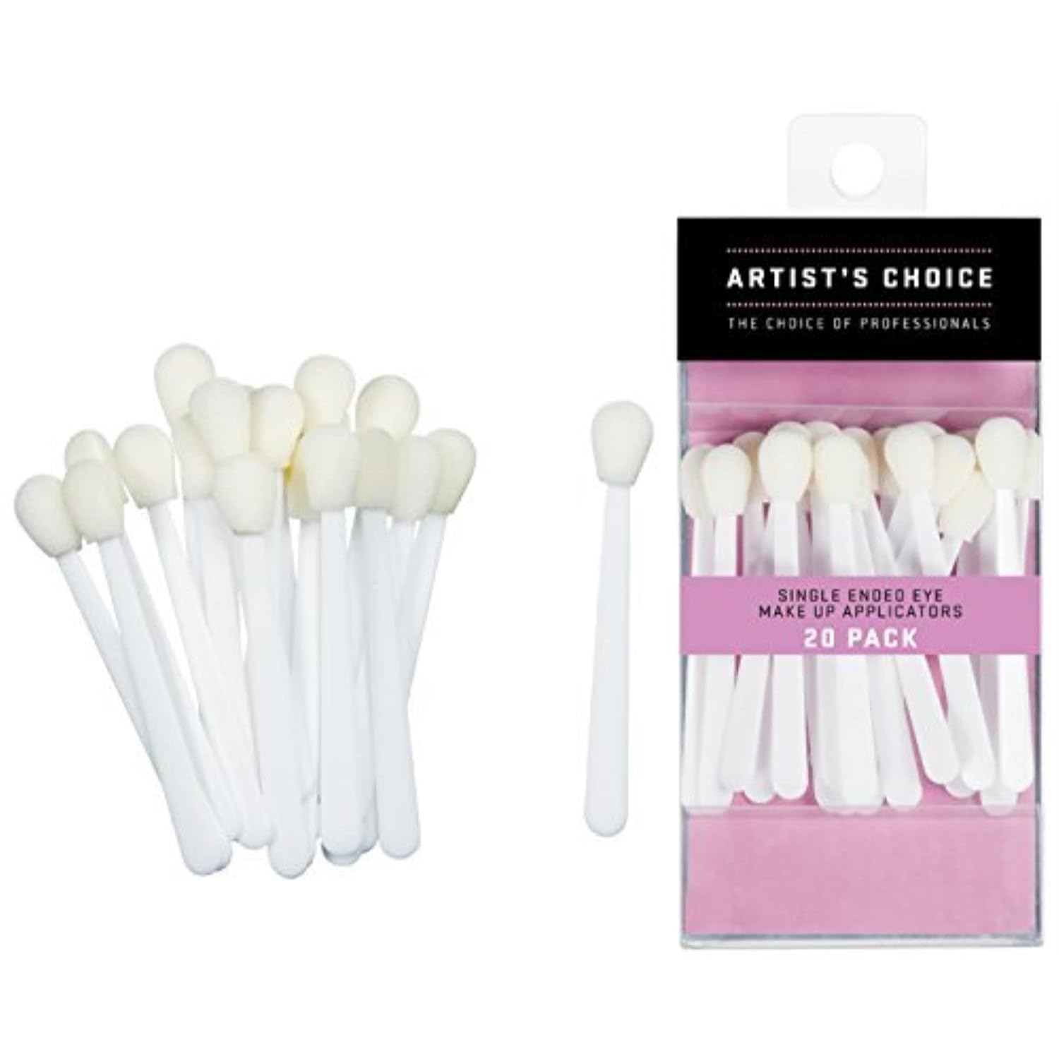 Artist's Choice Single Ended Eye Make Up Applicators (2 Packs of 20)