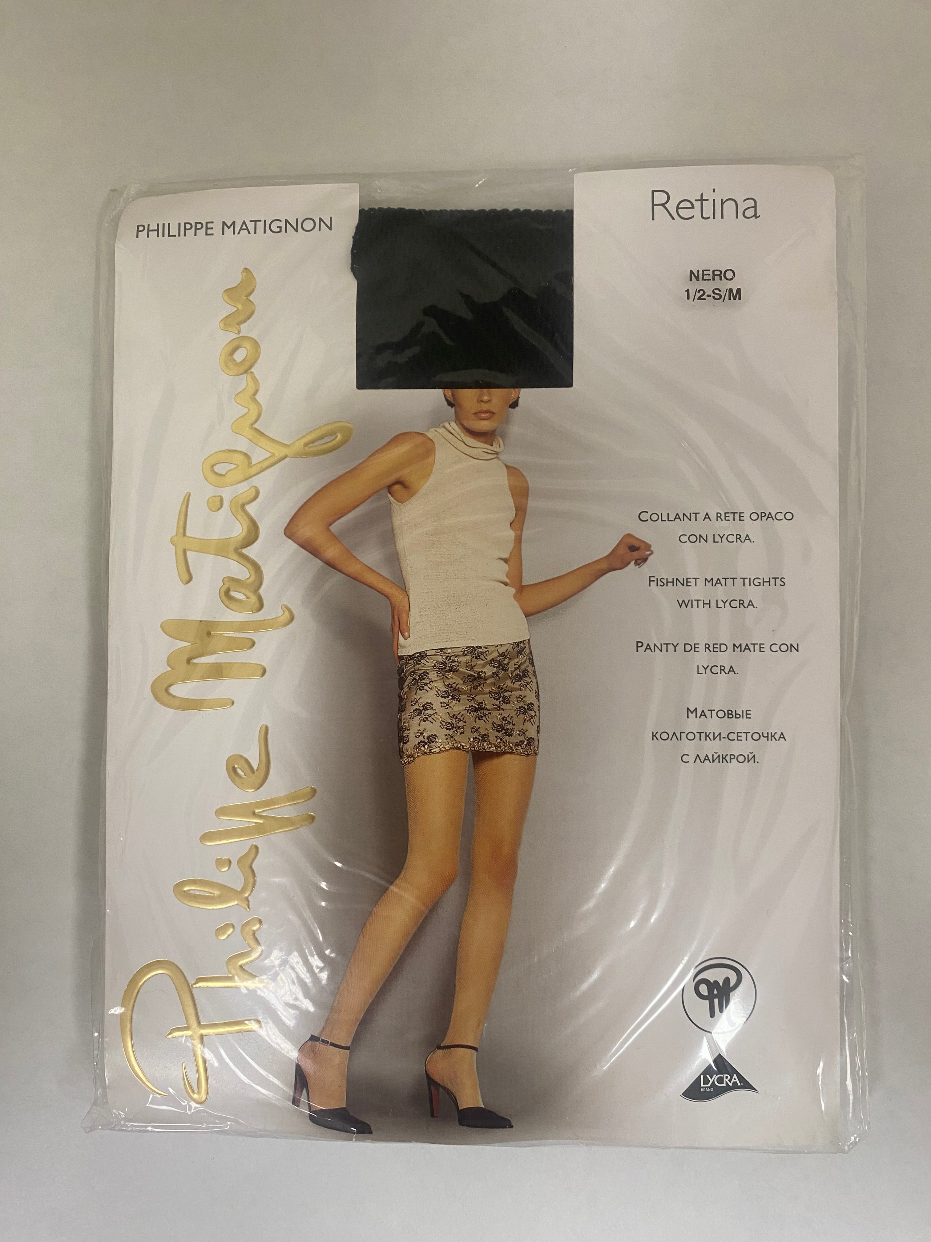 Philippe Matignon Retina Fishnet Matt Tights Black (Size 1/2-S/M)