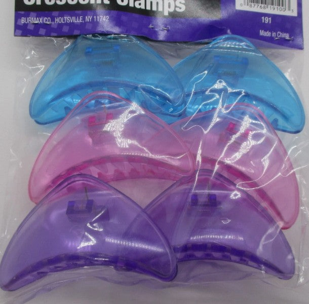 Soft N' Style Crescent Hair Clips 6 Clamps-(2 packs)