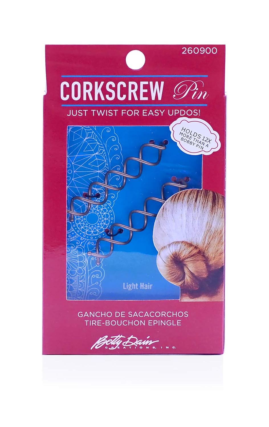 Betty Dain Corkscrew Hair Pin Light Hair (2 Pack)
