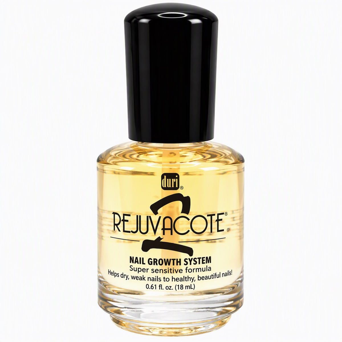 Duri Rejuvacote Formula 2 Nail Growth System, Base and Top Coat Nail Strengthener for Thin, Peeling, Brittle Nails, 0.61 oz