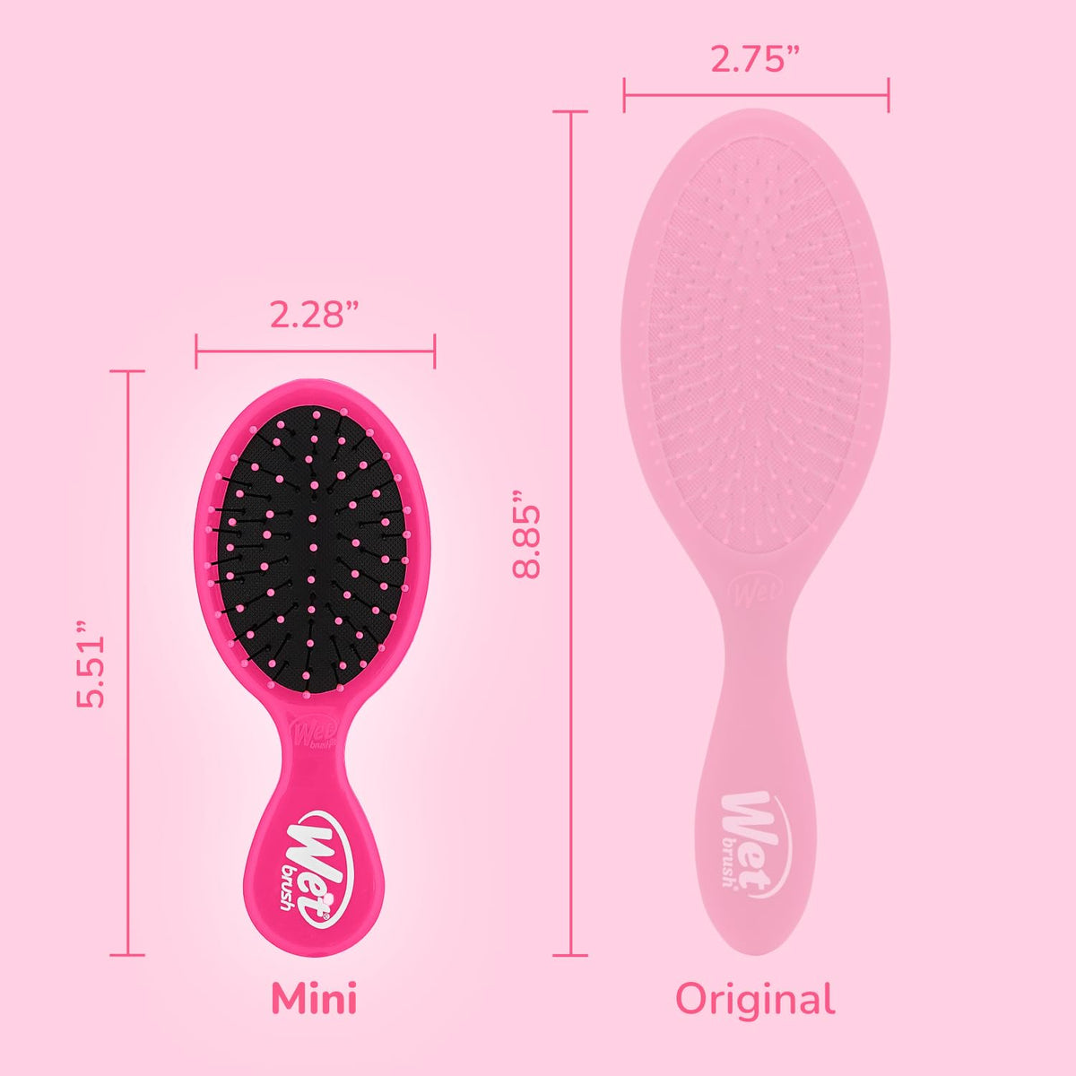 Wet Brush Mini Detangler Hair Brush, Pink - Detangling Travel Hair Brush - Ultra-Soft IntelliFlex Bristles Glide Through Tangles with Ease - Pain-Free - All Hair Types