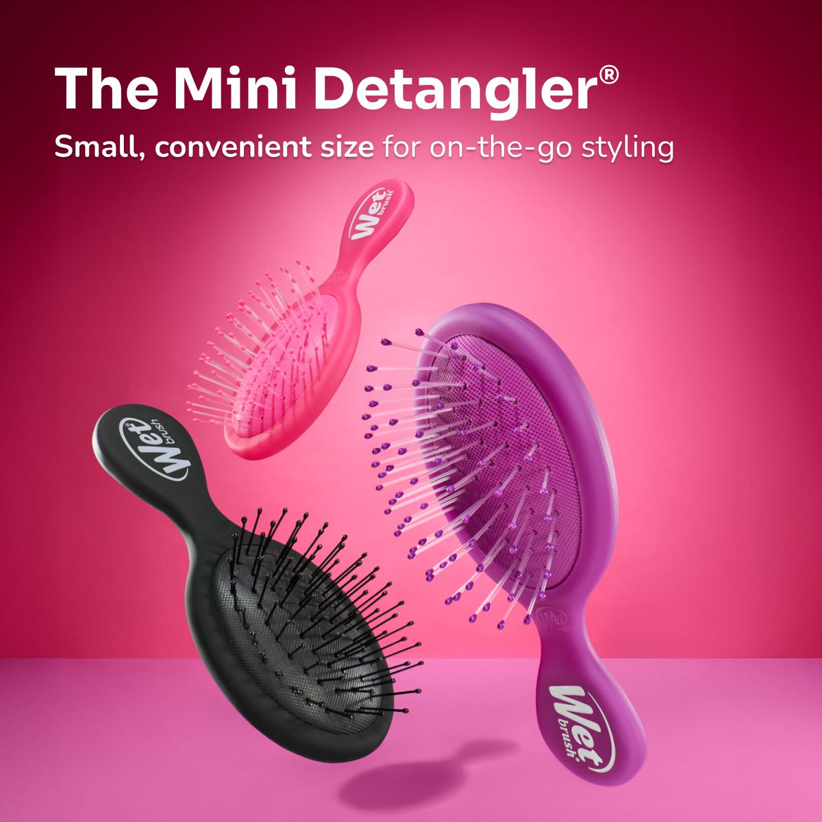 Wet Brush Mini Detangler Hair Brush, Pink - Detangling Travel Hair Brush - Ultra-Soft IntelliFlex Bristles Glide Through Tangles with Ease - Pain-Free - All Hair Types