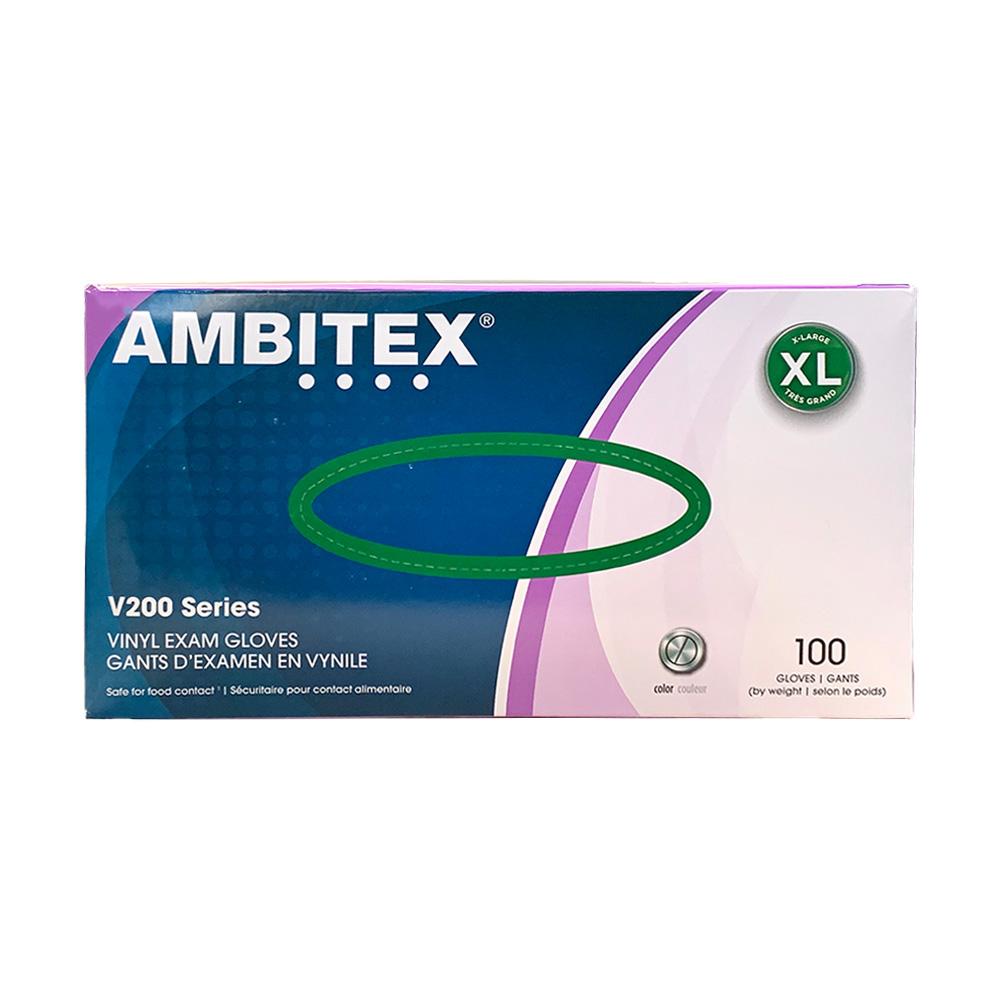 Ambitex VXL200 Vinyl Gloves, X-Large, Clear 100ct (2-Pack)