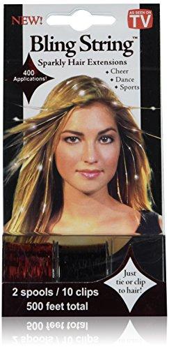Mia Bling String, Hair Tinsel, Sparkly Hair Extensions on Spools, Hologram Red and Black, 10 clips, for Women and Girls 1 pack