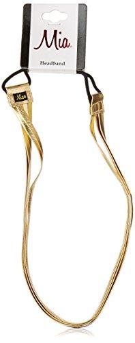 Mia Metallic Triple Strap Leather Headband, Fashionable Hair Accessory, Gold Metallic, for Women and Girls 1pc