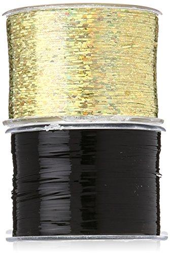 Mia Bling String Sparkly Hair Tinsel Extensions On Convenient Easy To Use Spools 500 feet, 300 Applications, Black And Gold Halogram 10 Clips