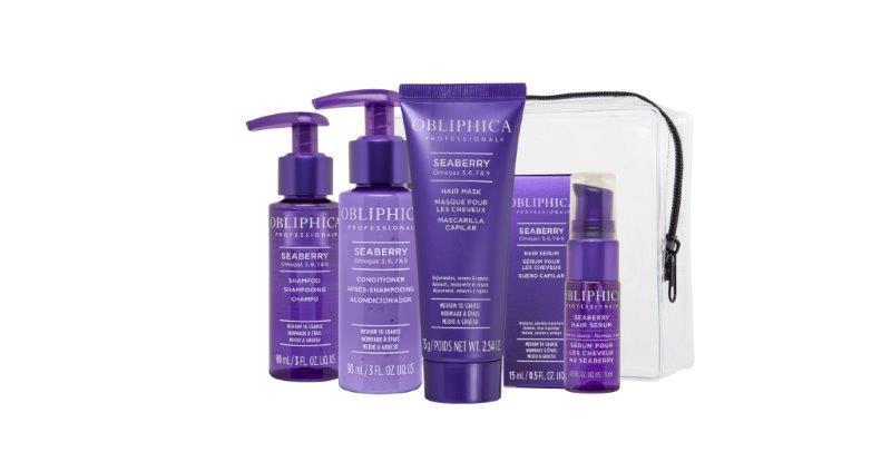 Obliphica Seaberry Travel Kit - Medium to Coarse Includes: 3oz/90ml Obliphica Seaberry Shampoo Medium to Coarse- 3oz/90ml Obliphica Seaberry Conditioner Medium to Coarse- 2.54oz/75g Obliphica Seaberry Mask Medium to Coarse- 0.5oz/15ml Obliphica Seaberr...