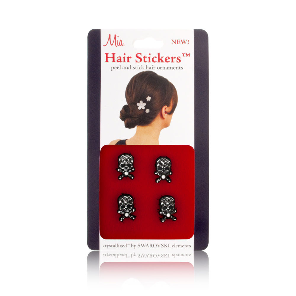 Mia Hair Stickers - Small- 4 Black Skulls