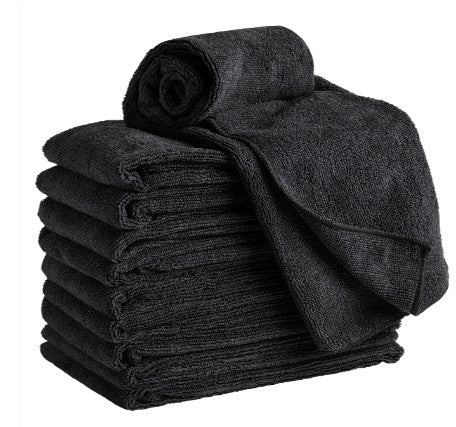 Microfiber Towels, 16" x 29" - Black 10pc