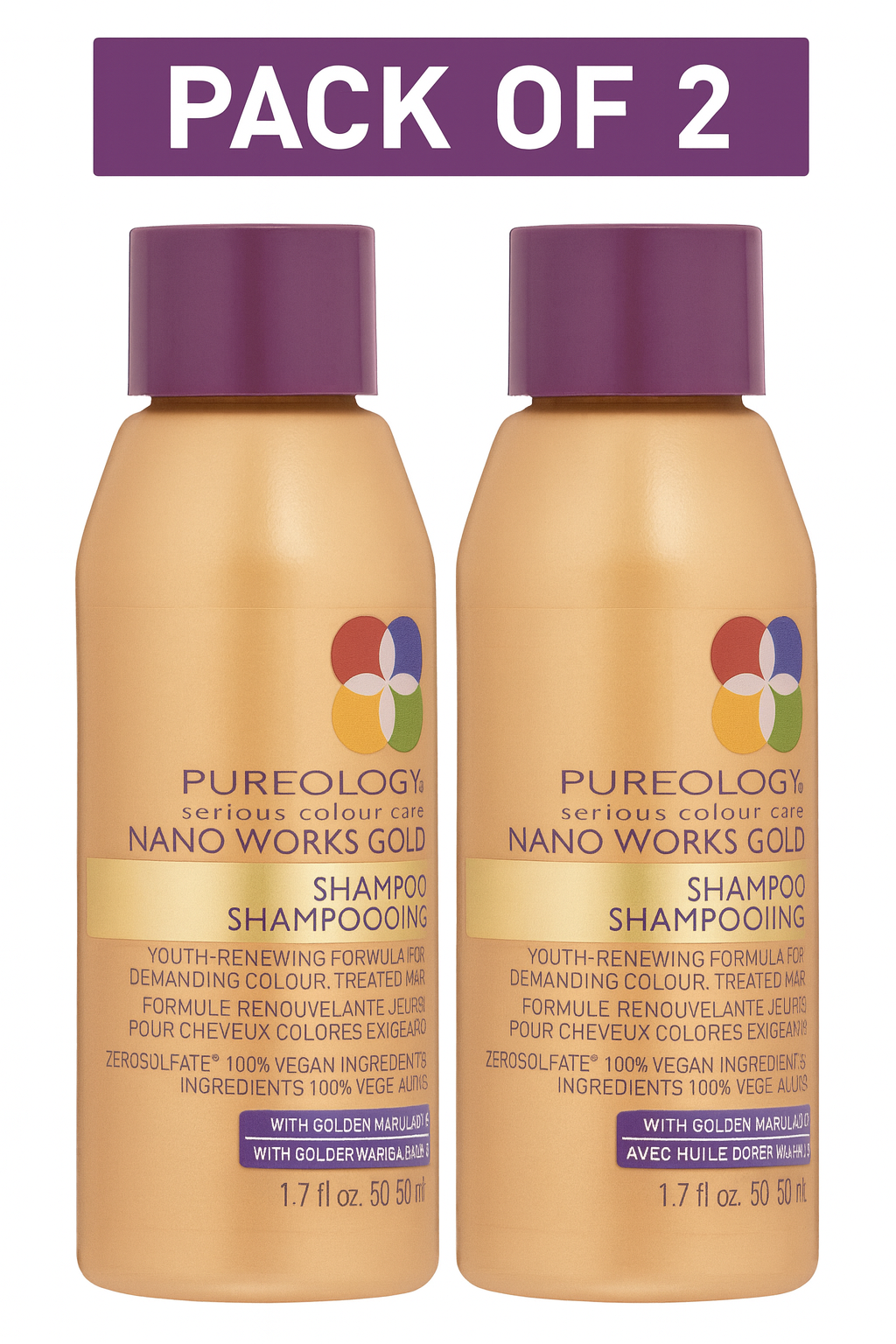 Pureology Nano Works Gold Shampoo 1.7oz Pack of 2