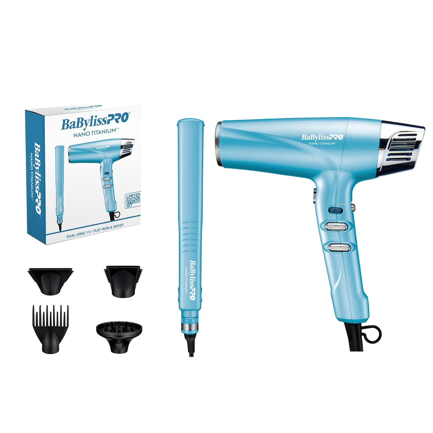 BabylissPRO Nano Titanium1 1/4" Flat Iron & Dryer