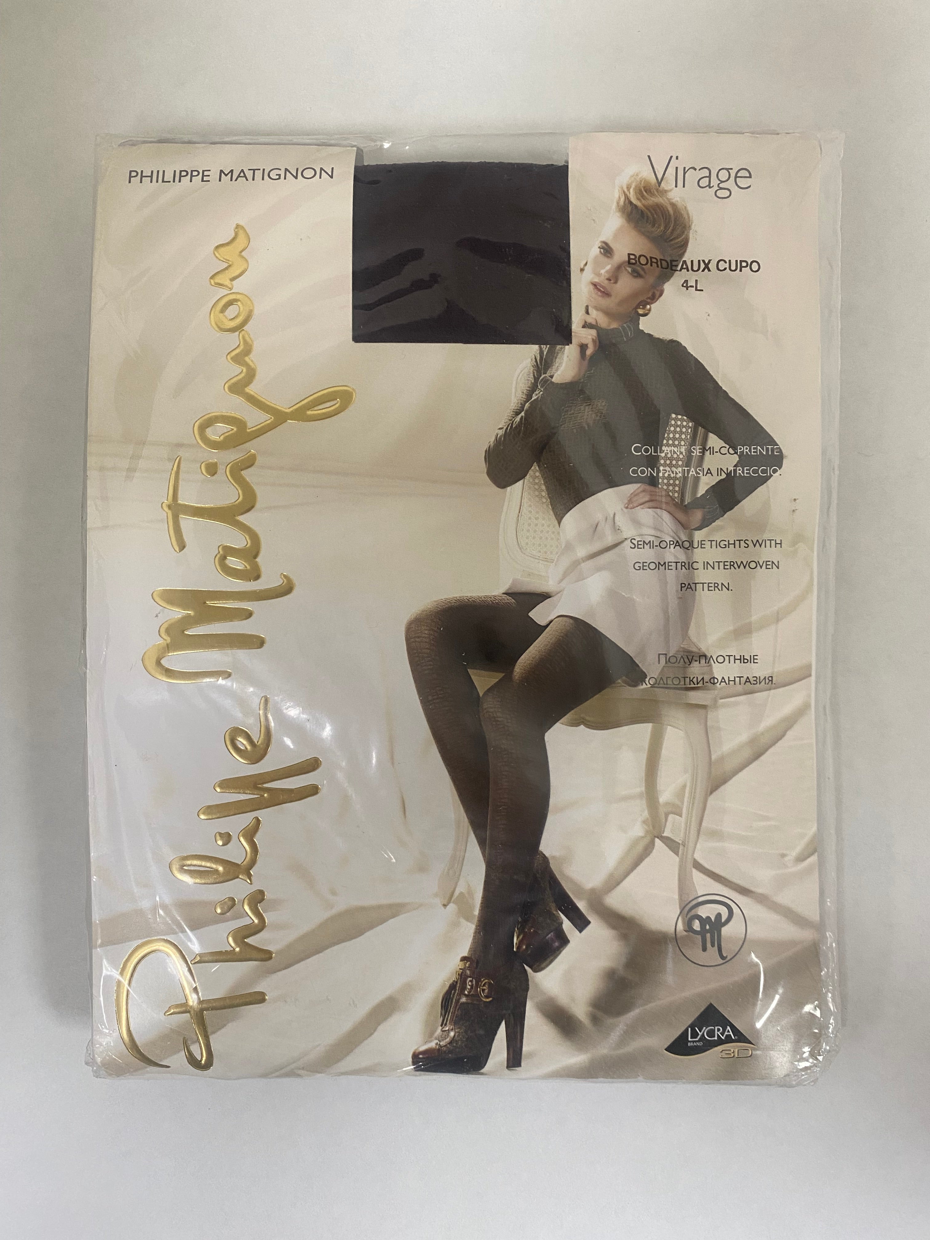 Philippe Matignon Virage Semi-Opaque Tights Burgundy (Size 4-L)