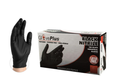 GlovePlus Powder Free Black Nitrile Gloves Small 100-(2 Pack)