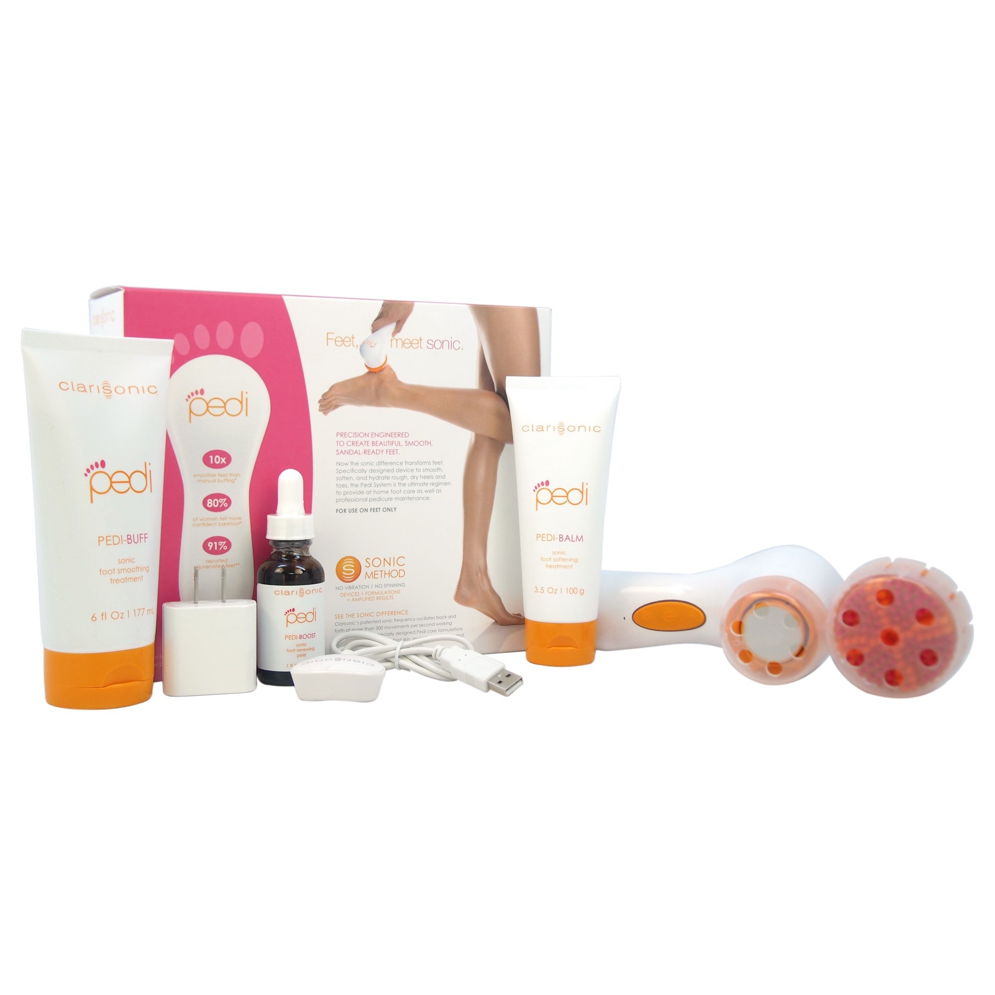 Clarisonic Pedi Sonic Foot Transformation System, White, 7 Ct