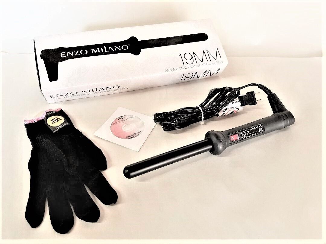 Enzo Milano 19mm Professional Clipless Curling Iron (Black)