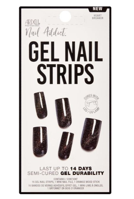 ARDELL UV Gel Nail Wraps, Gel Nail Strips Heart Breaker, 16 Pcs