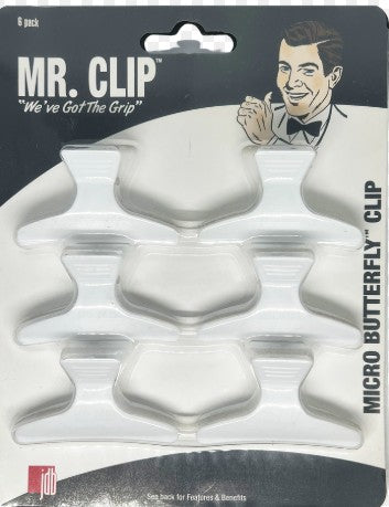 Mr. Clip Micro Butterfly 6 Clips-White (2-pack)