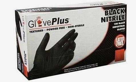 GlovePlus Powder Free Black Nitrile Gloves Medium 100 (2-pack)
