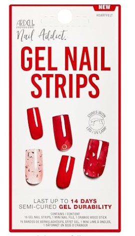 ARDELL UV Gel Nail Wraps, Gel Nail Strips First Kiss, 16 Pcs