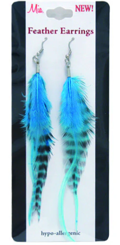 Mia Feather Earrings - Blue