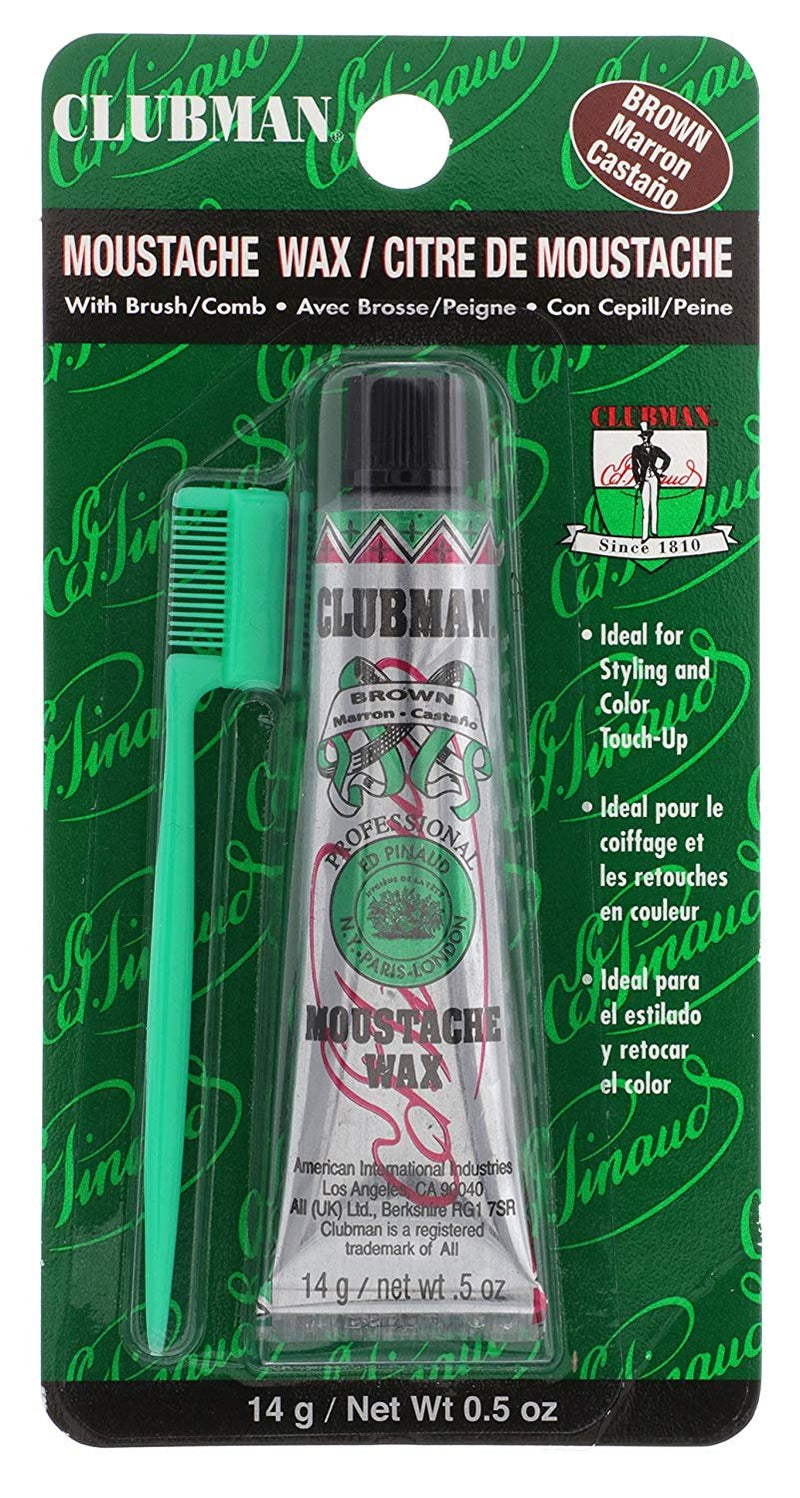 Clubman Moustache Wax with Brush 0.5oz (Brown)