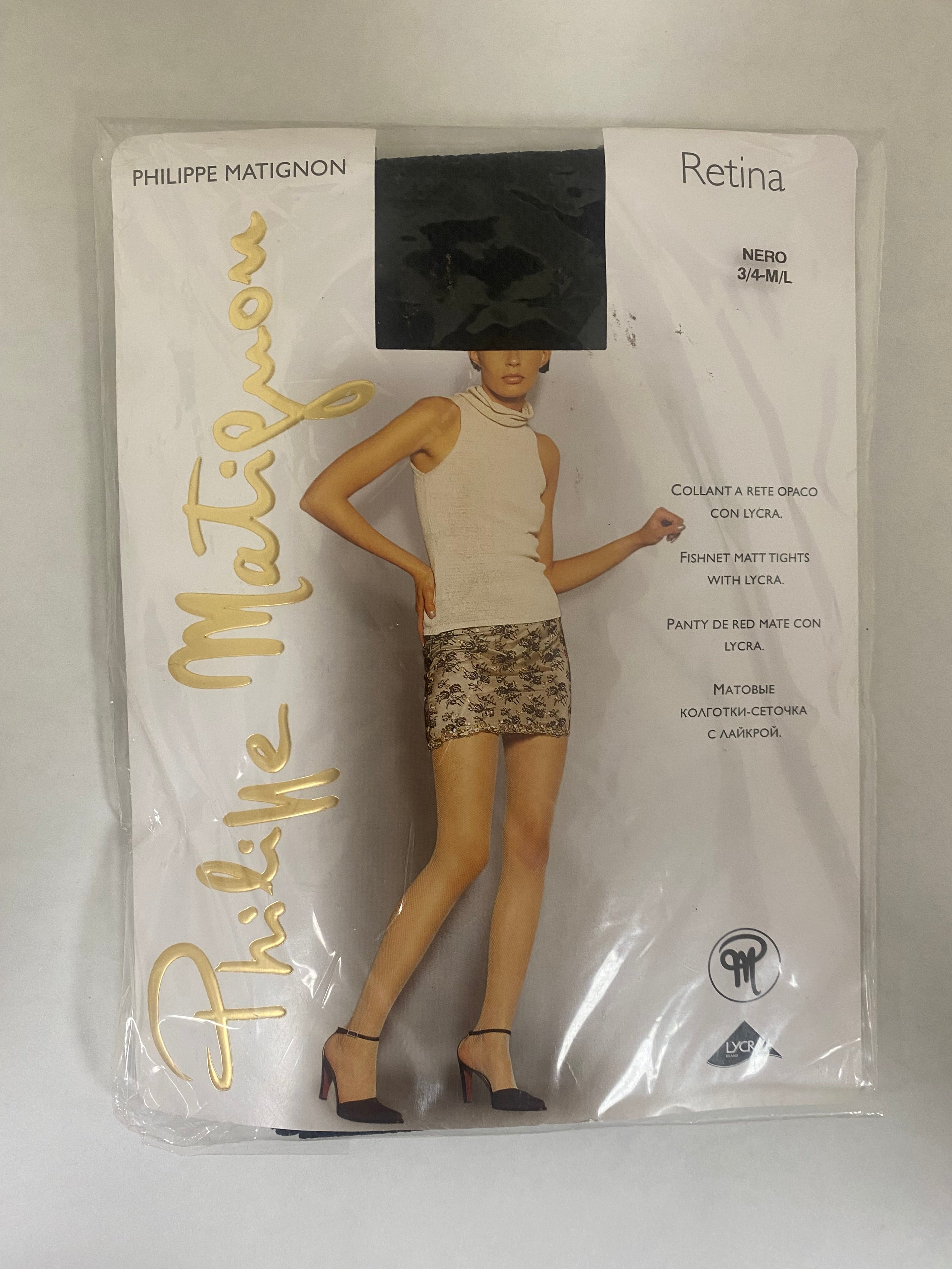 Philippe Matignon Retina Fishnet Matt Tights Black (Size 3/4-M/L)