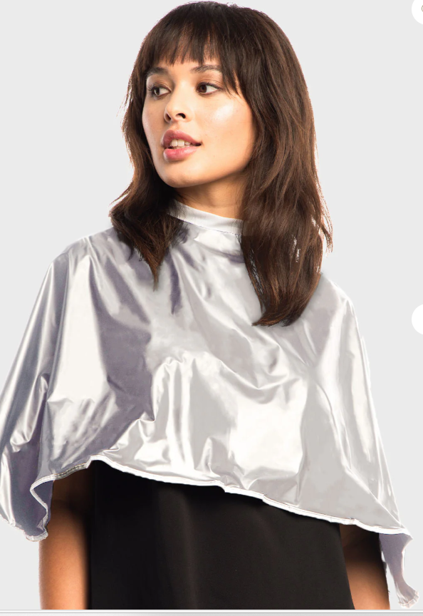 Betty Dain Vinyl Shortie Makeup Cape Style 107 V -Silver