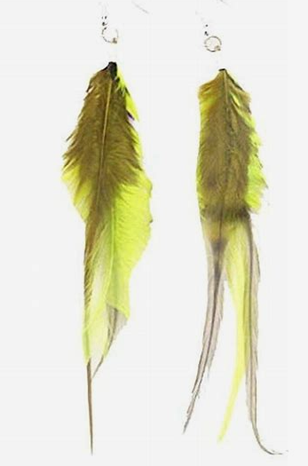 Mia Feather Earrings - Green