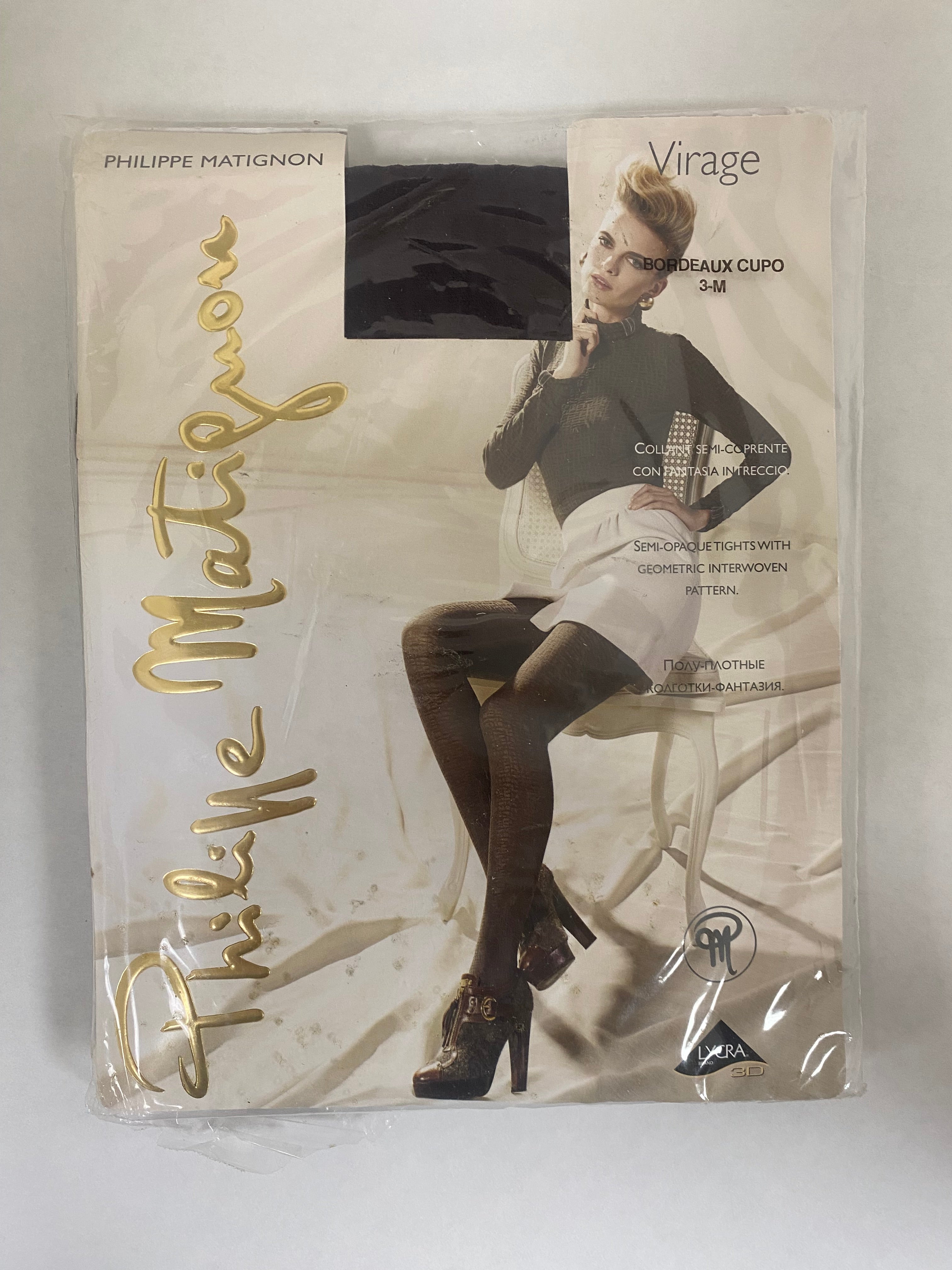 Philippe Matignon Virage Semi-Opaque Tights Burgundy (Size 3-M)
