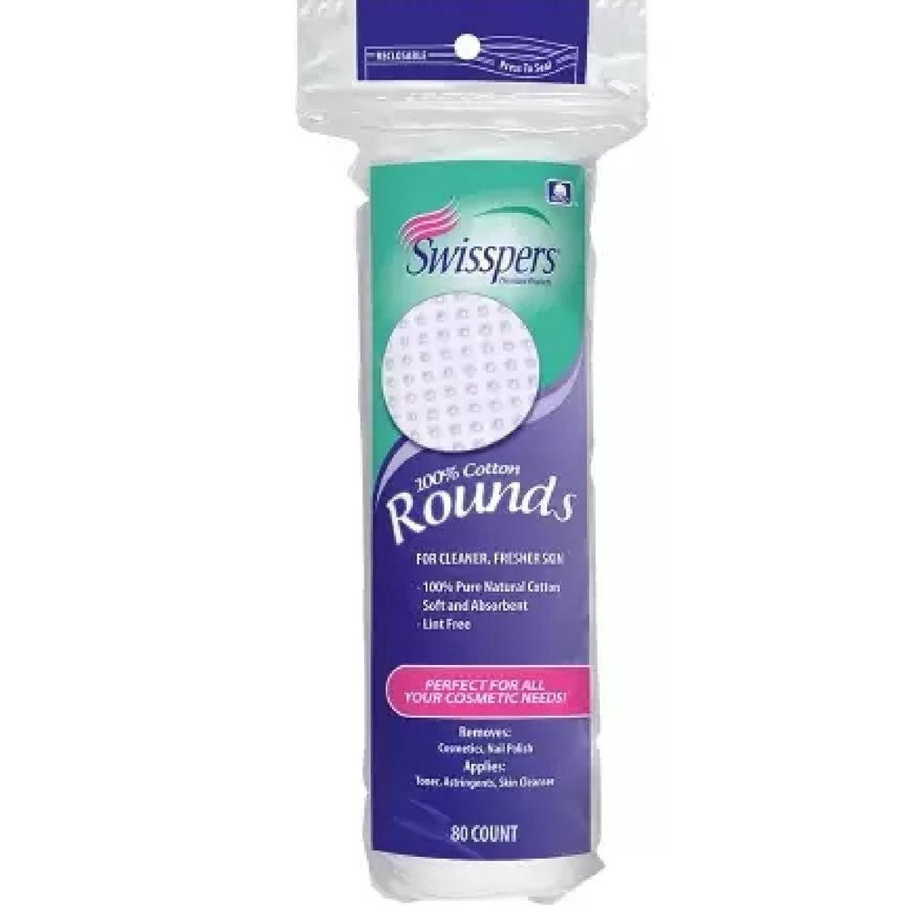 Swisspers Cotton Rounds 80S 100% Cotton-(3-Pack)