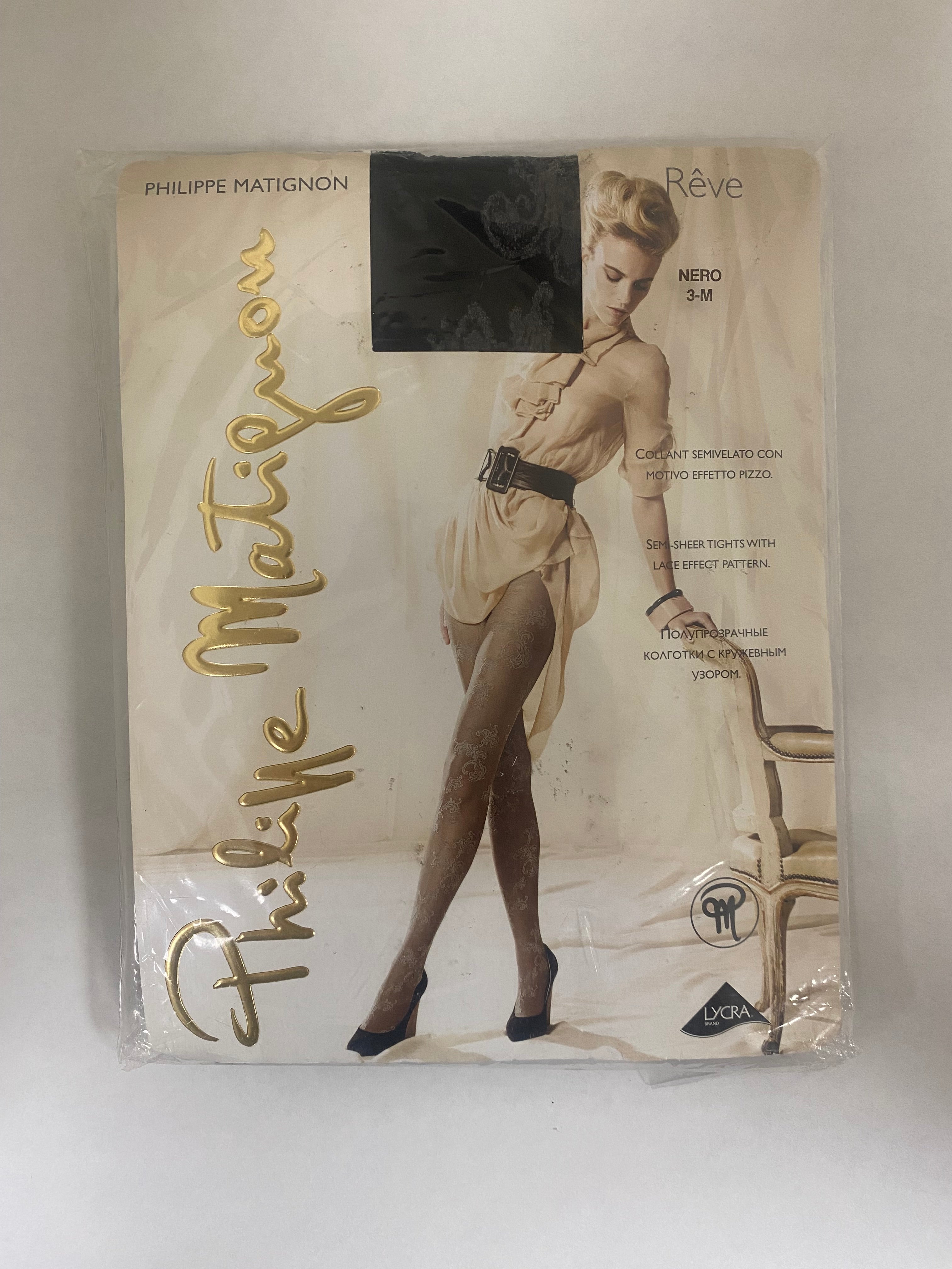 Philippe Matignon Rêve Semi-Sheer Tights Black (Size 3-M)