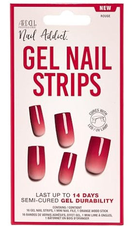 ARDELL UV Gel Nail Wraps, Gel Nail Strips Rouge, 16 Pcs