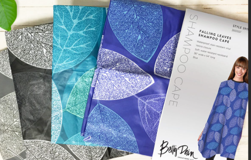 Betty Dain Shampoo Cape Style 391 V/N-Falling Leaves -Teal