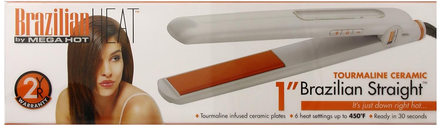 Brazilian Heat BBH3001 Brazilian Heat Tourmaline Ceramic Flat Iron 1"