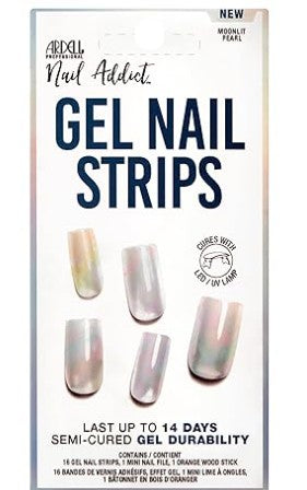ARDELL UV Gel Nail Wraps, Gel Nail Strips Moonlit Pearl, 16 Pcs