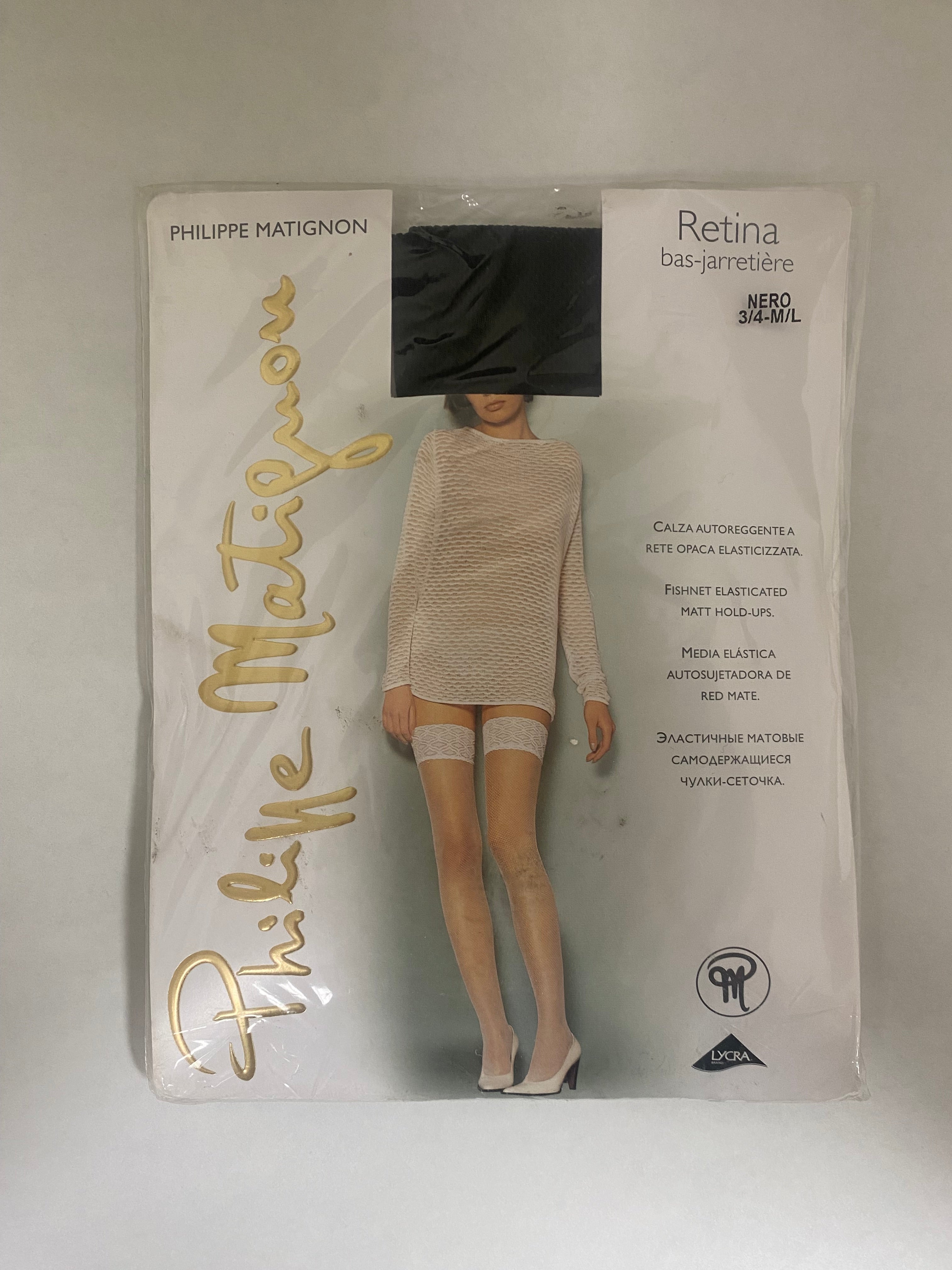 Philippe Matignon Retina bas-jarretière Fishnet Elasticated Matt Hold-ups Black (Size 3/4-M/L)