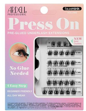 Ardell Press On Pre-Glued Eyelash Extension Clusters 30 Count - Faux Mink Volume, Black