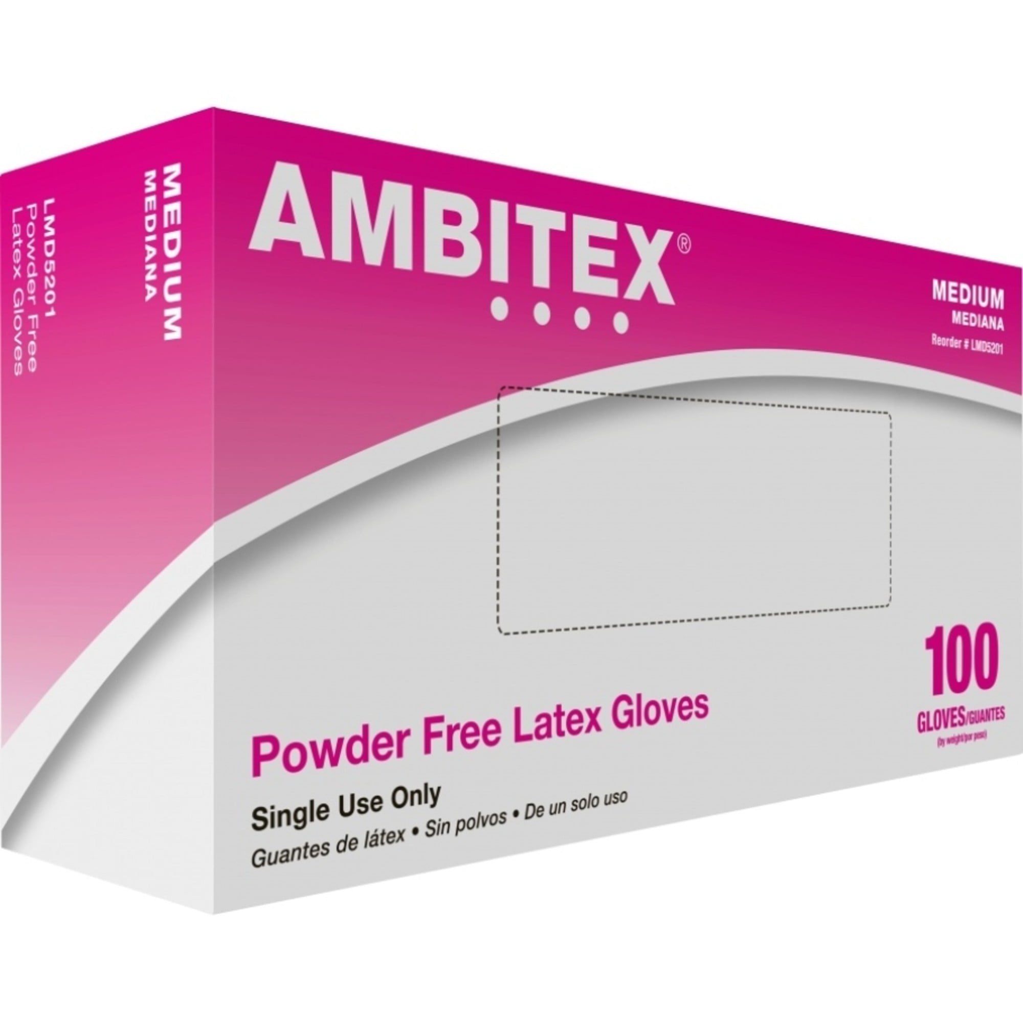 Ambitex Latex Powder-Free Medium 100 Gloves Per Box